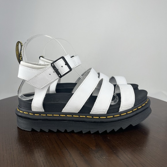 Dr Martens Blaire Sandals Womens 9 White Leather Comfort Strappy Platform Chunky - Picture 4 of 16